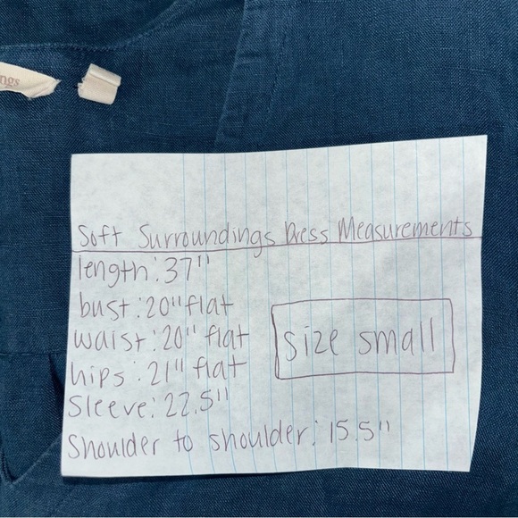 Soft Surroundings 100% Linen Blue Bell Sleeve Tunic Dress - Size Small - Picture 9 of 9